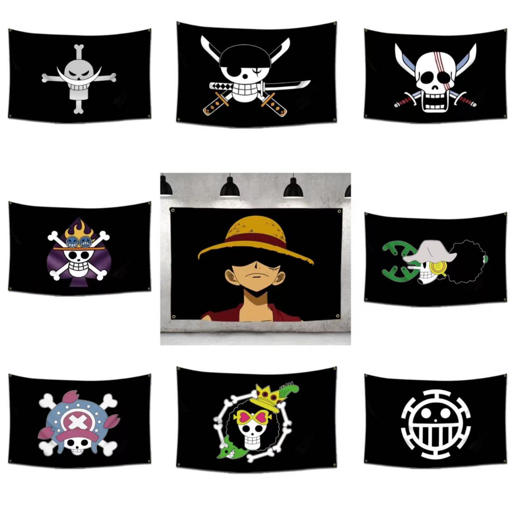 60*90cm High Quality One Piece Luffy Flag Jolly Roger Pirate Flag Home ...