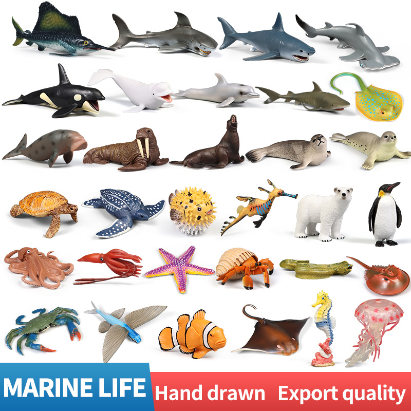 Ocean Marine Sea Animals Life Action Figures Shark Whare Megalodon ...