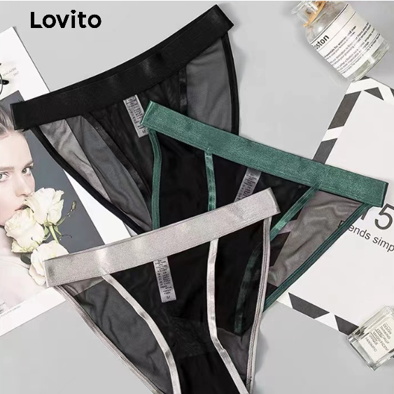 Lovito Women Mesh Panties LNA23016 (Grey/Green/Black) | Shopee Philippines