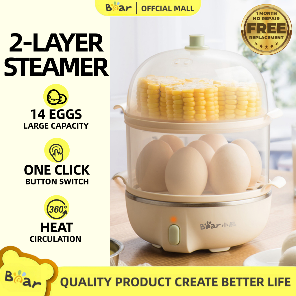 Bear Egg Boiler Electric Food Steamer Multilayer 14 Egg Capacity Stainless Multifuntional