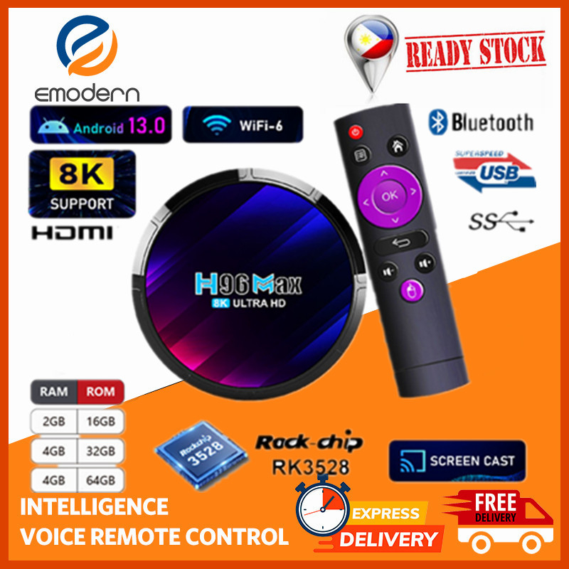 H96 MAX RK3528 Smart TV BOX Android 13.0 2.4G 5G Dual Wifi6 BT5.0 3D 8K ...