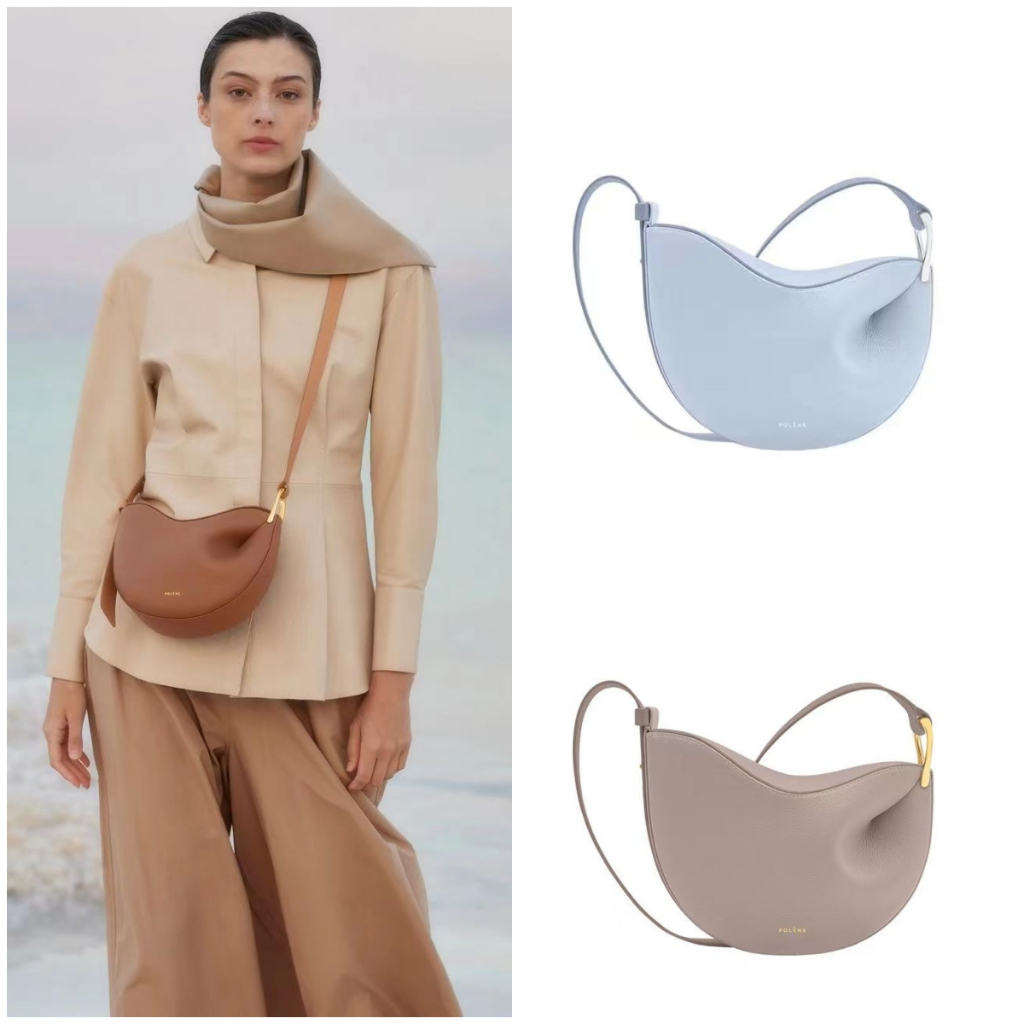 Top Version POLENE Genuine Leather Single Room Crossbody Bag Tonca Pea ...