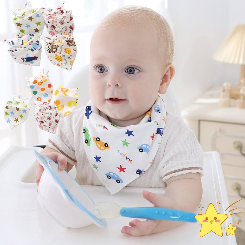 Cotton Baby Triangle Bib Newborn Drool Bib Drool Pocket Baby Drool Towel Cute Cartoon Triangle