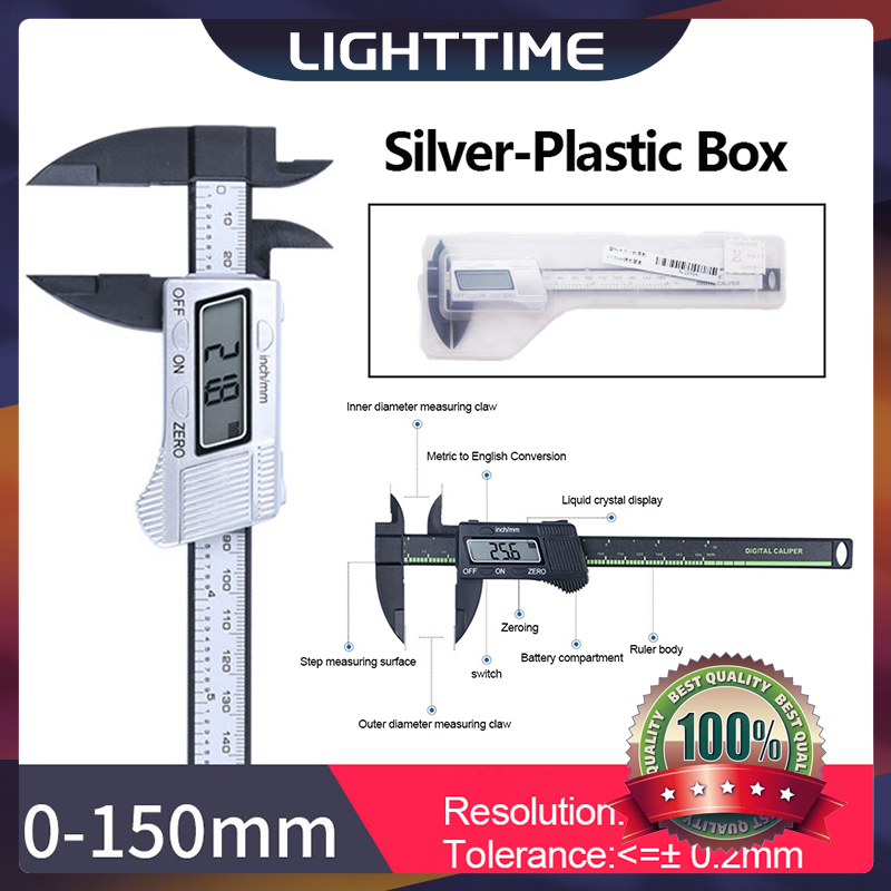 0150mm Precision Plastic Electronic Digital Caliper Carbon Fiber Dial