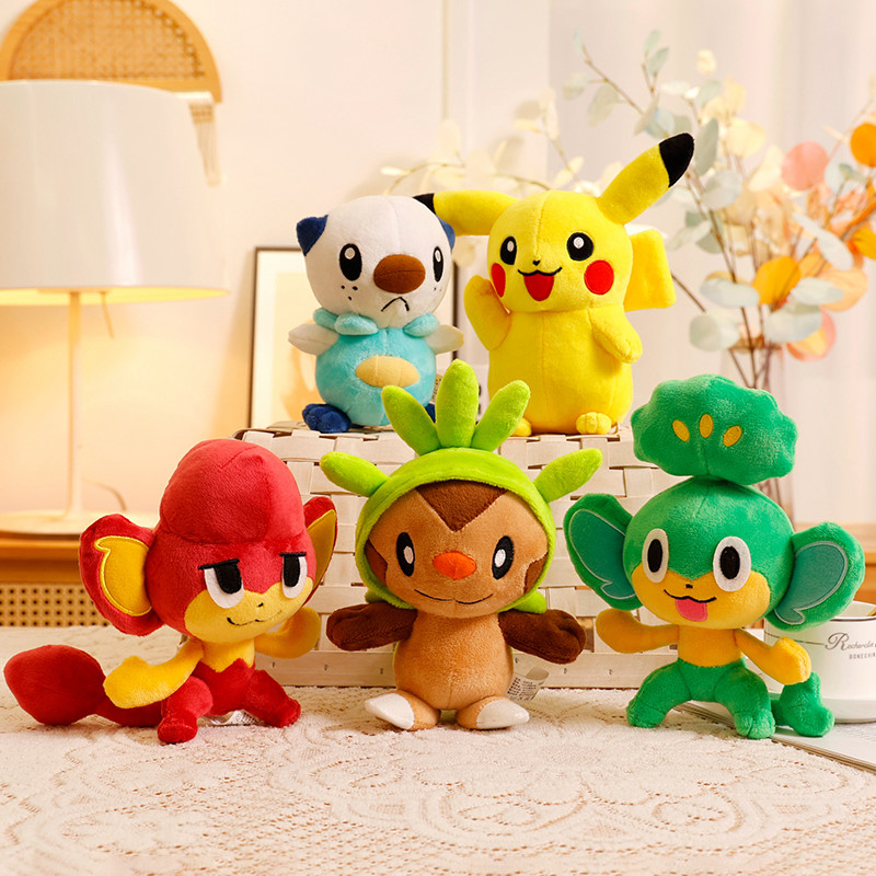 20cm Cartoon Pokemon Plush Toy Kawaii Pansear Pansage Pikachu Oshawott Doll  Lovely Stuffed Anime Chespin Plushies Birthday Gifts