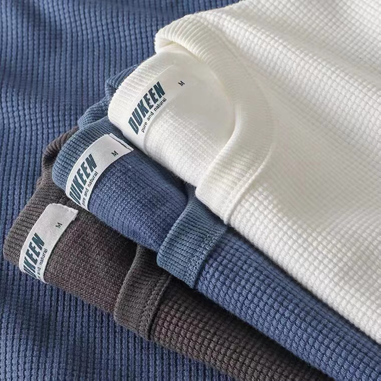 T Shirt For Men Plain Waffle Shirt Men Fashion Casual Loose Oversize ...