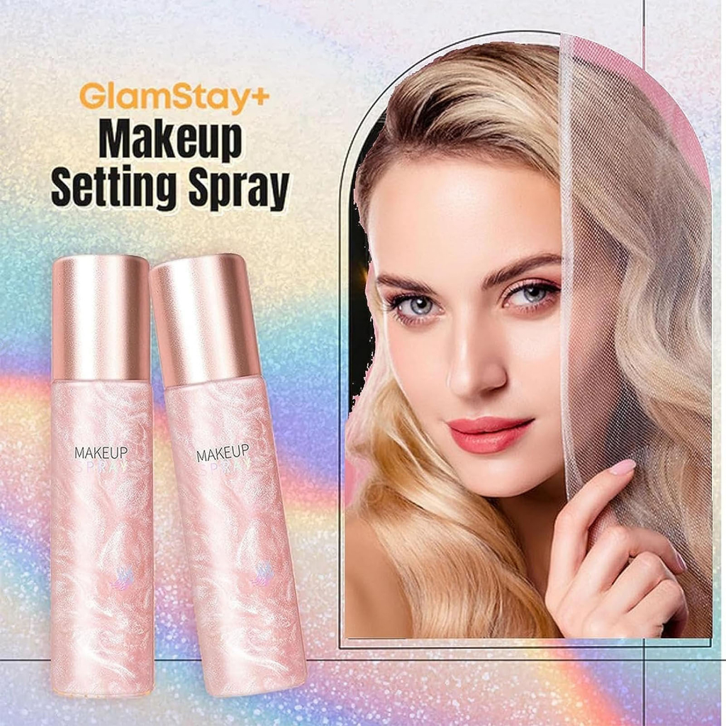 Glamstay+ body glitter spray, matte makeup setting spray, longlasting