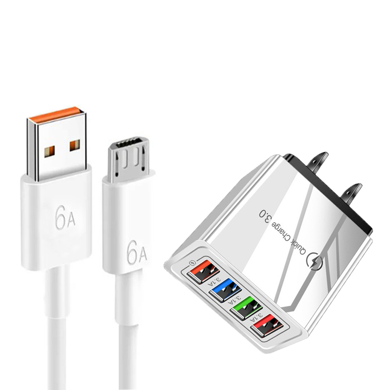 4 USB Fast Charger Multiple Ports Phone Charger Adapter US Plug Shopee Philippines