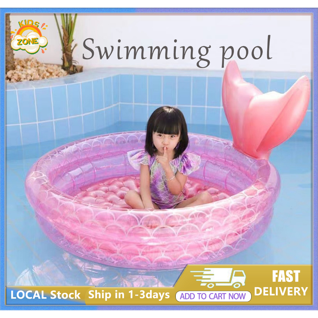 KIDS ZONE Portable PVC Inflatable Mermaid Round Kids Swimming Pools In ...