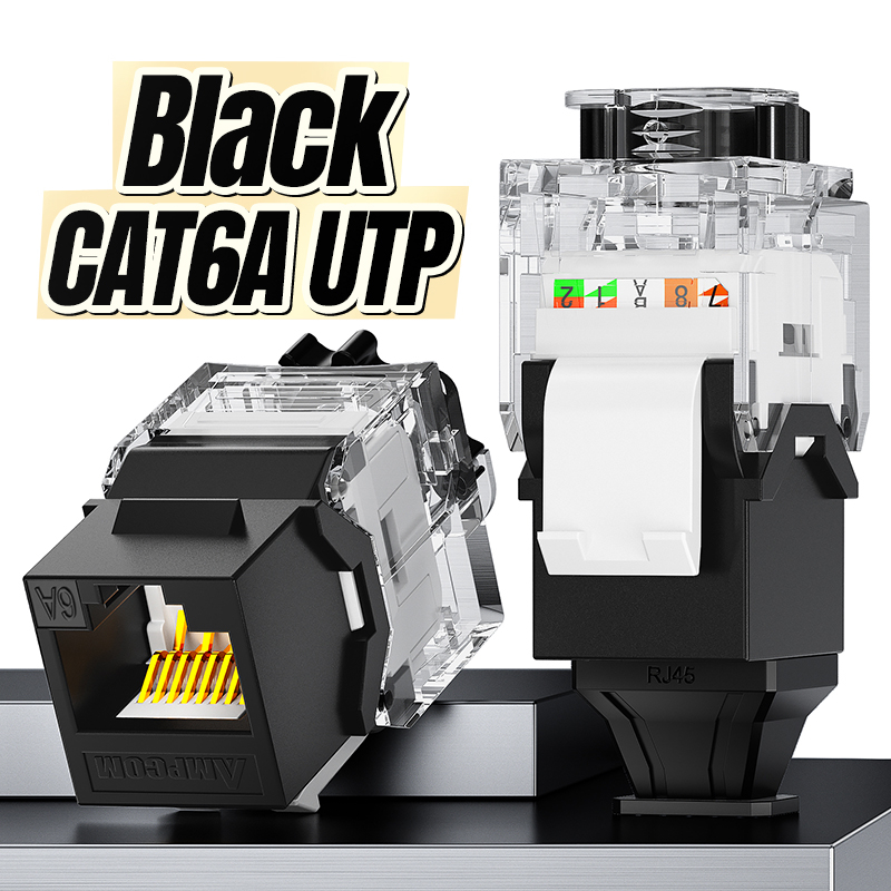 AMPCOM CAT6A RJ45 Keystone Jack, Ratchet Lock UTP Toolless Modular ...