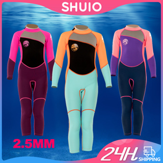 Kids Thermal Swimsuit Girls Wetsuit 2.5mm Neoprene Rash Guard Children  Snorkeling Swimwear, Sunsuit Sun Protection Diving Suit Blue