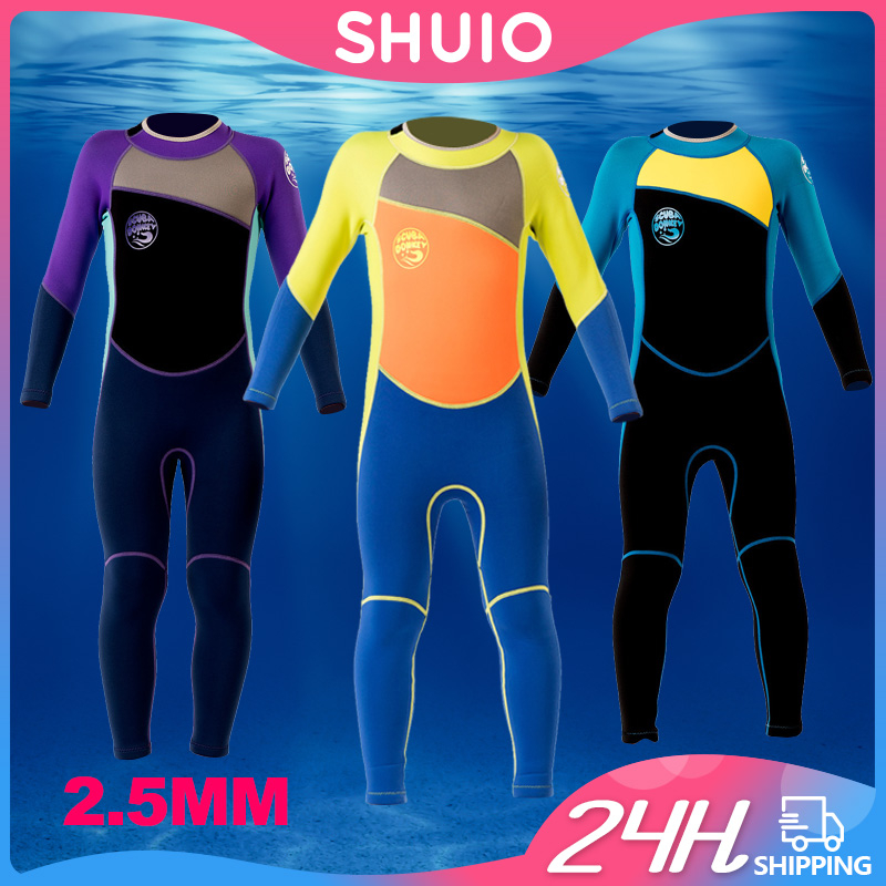 SHUIO 2.5mm Thick Neoprene Kids Children Thermal Wetsuit Full Body