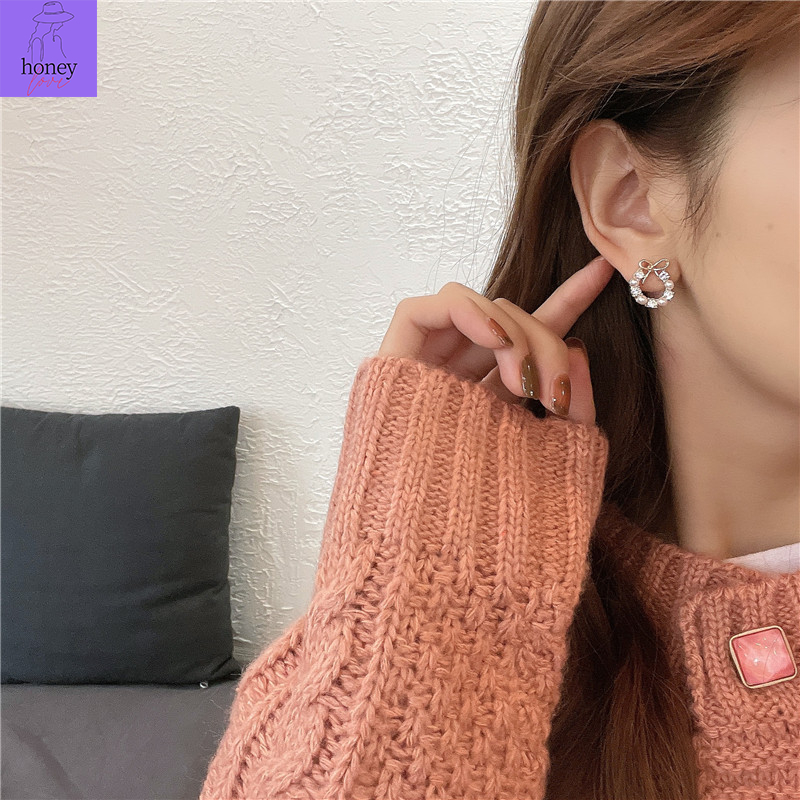 Elegant Fashion Hypoallergenic Korean Diamond Pearl Design Girl Stud ...