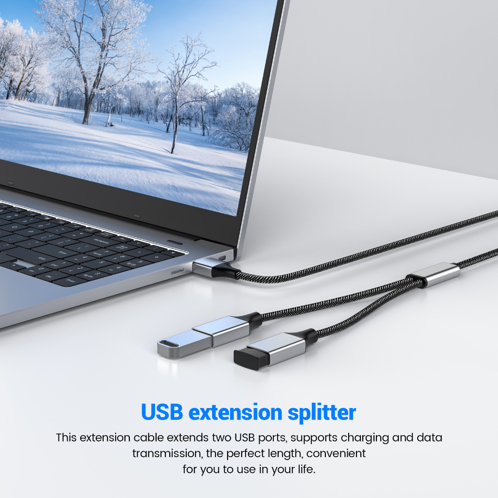 USB Splitter, Dual USB Extension Cable, USB Y Splitter USB Power ...