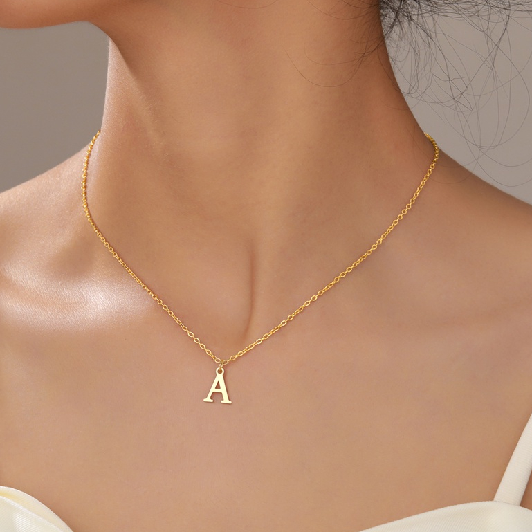 LEXODY Initial Necklace For Women - 14k Gold Plated Layered Letter Pendant Personalized Jewelry