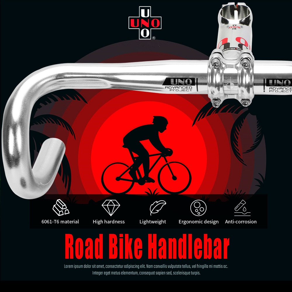 UNO Handlebar Ultralight Aluminum Alloy Bike Drop Bar 25.4/31.8*360/380 ...