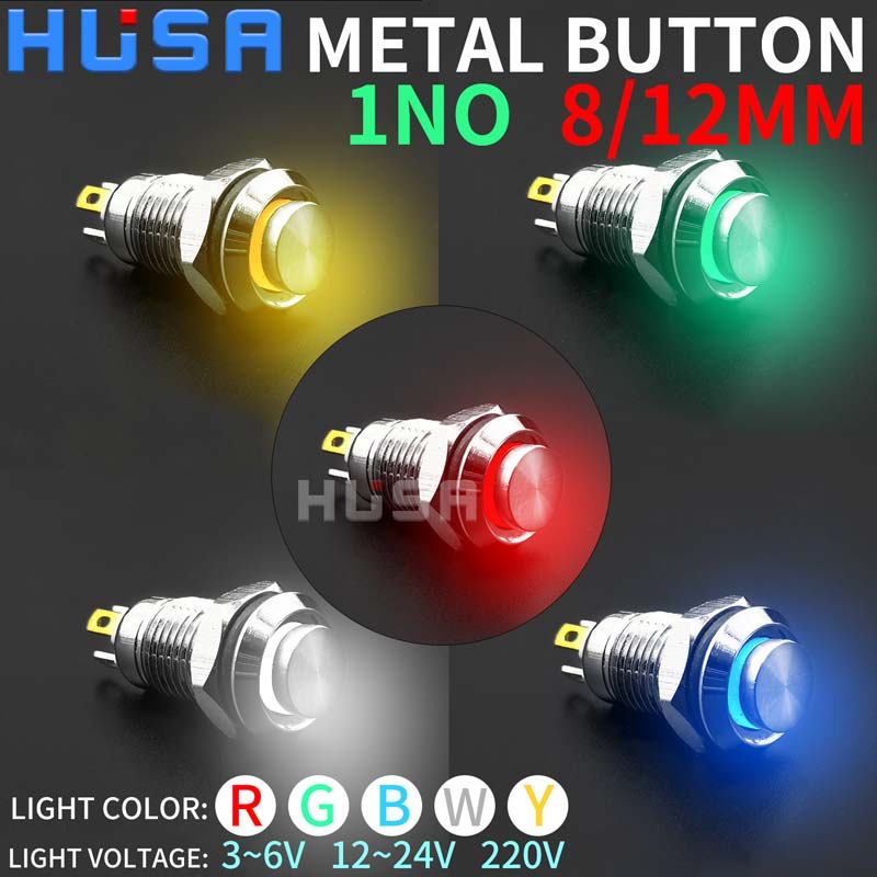 8/10mm 1NO high head small Waterproof Metal Push Button Switch LED ...