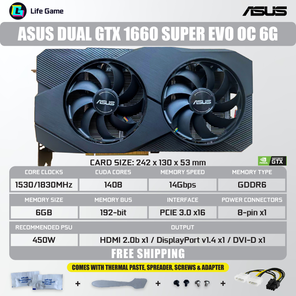 Graphics Card Asus Gtx 1660 Super Evo Dual Asus Dual Evo 1660