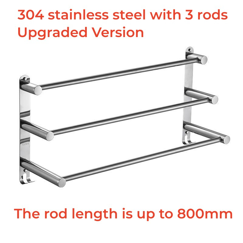 [SEKOSI] 304 Stainless Steel Towel Rack Perforated Toilet Rack Bath