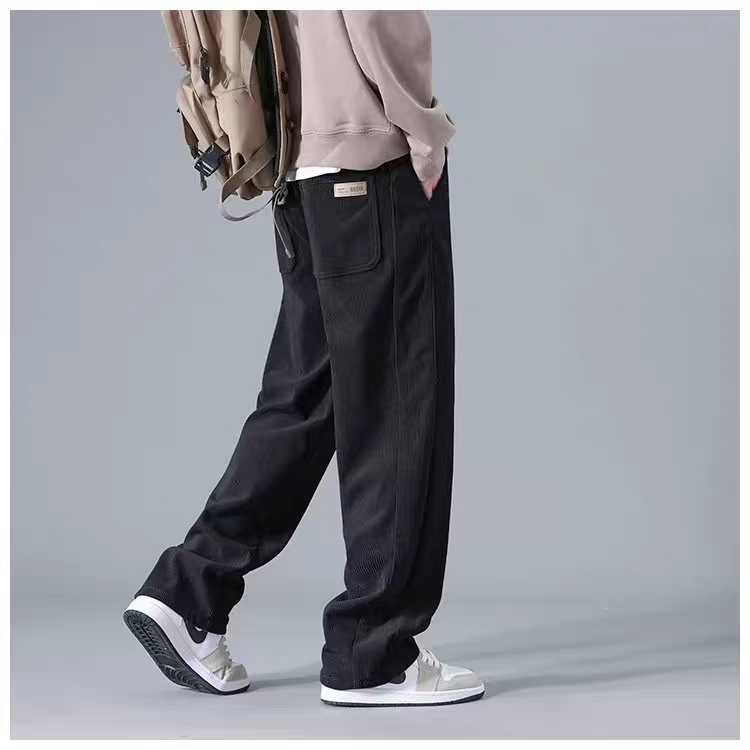 FEARLESS Corduroy Pants For Men Korean Khaki Baggy Straight Cut Slacks ...
