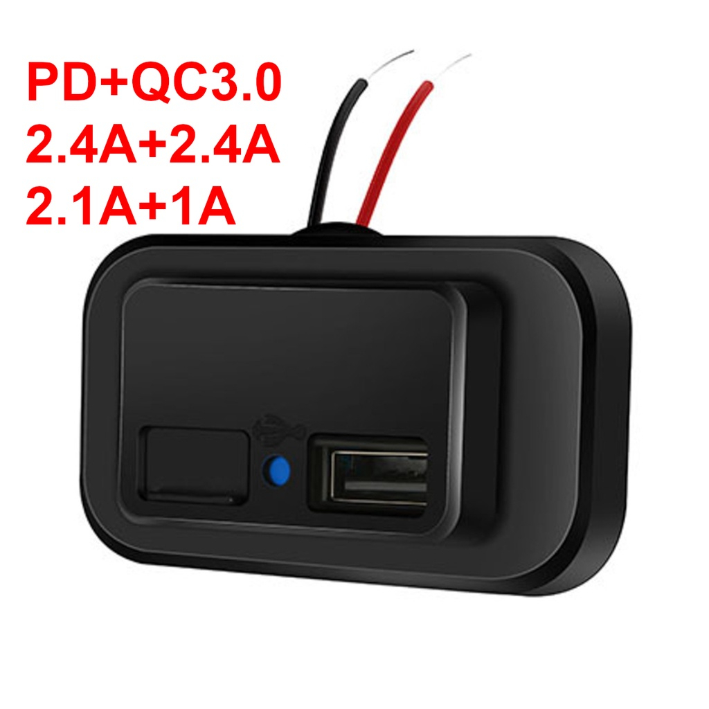 Caricabatterie USB Auto 12V/24V Con Doppia USB PD+QC3.0 E Accendisigari - 36W, Impermeabile Per Auto, Moto, Camper - Foto 2
