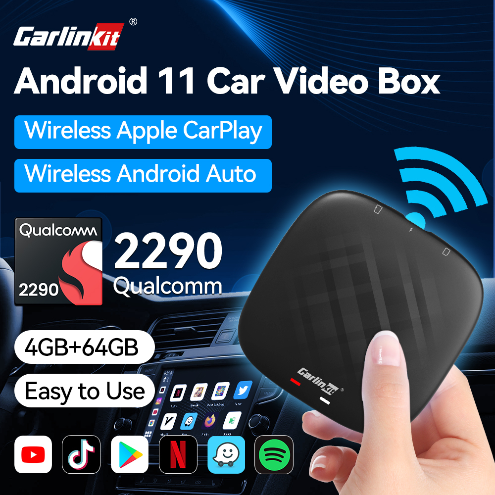 CarlinKit CarPlay Ai Box 4+64GB Android 11 Snapdragon Wireless Car Play ...