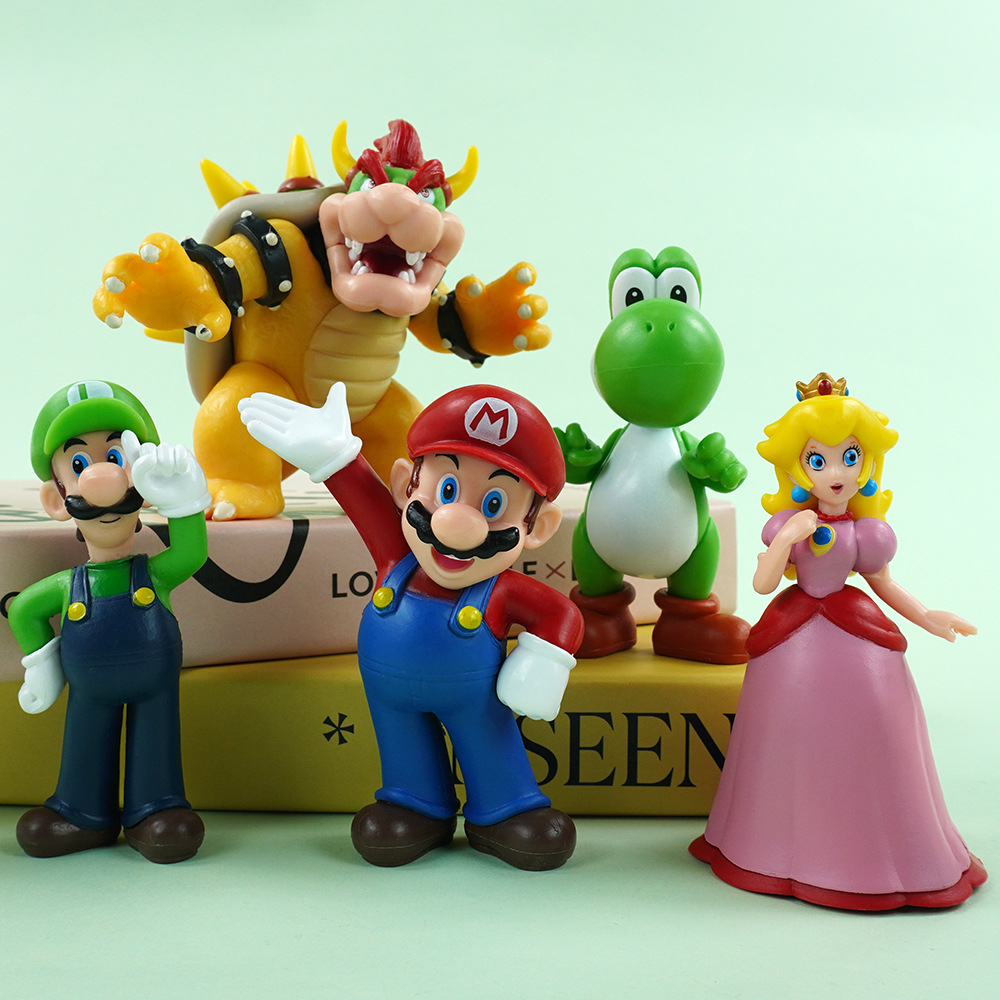 Super Mario Bros And Bowser 3Pcs/5Pcs/Set Nintendo Game Super Mario Mario  Luigi Bowser Koopa Yoshi Peach PVC Action Figures Model Collect Figurine