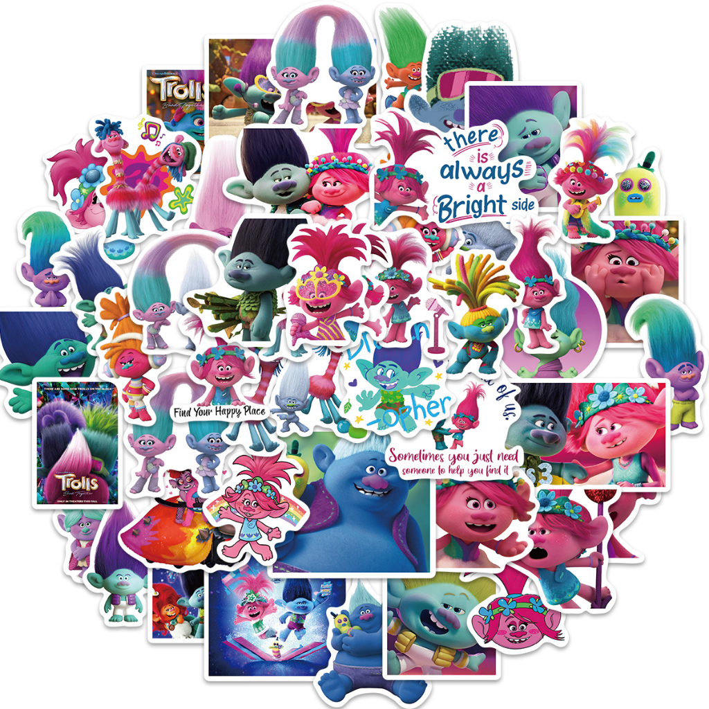 50pcs Stickers Movie Trolls Cute Graffiti Cartoon Skateboard Waterproof ...