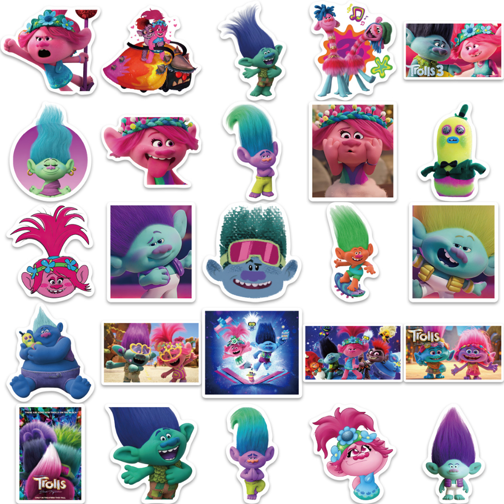 50pcs Stickers Movie Trolls Cute Graffiti Cartoon Skateboard Waterproof ...