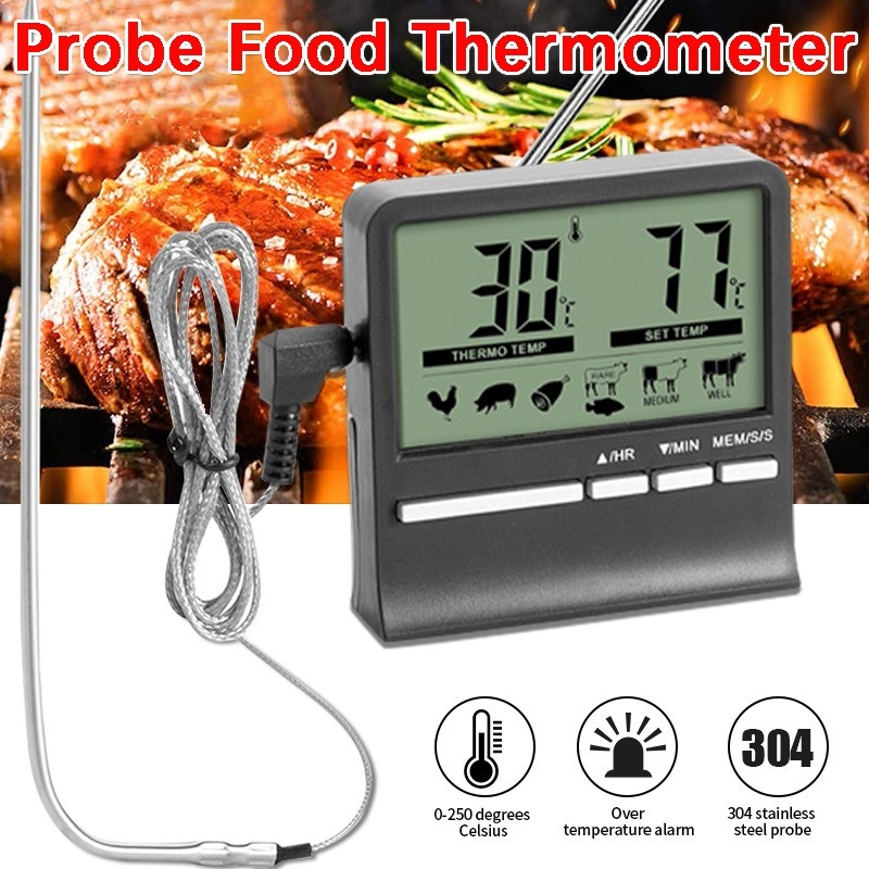 Digital Cooking Thermometer for BBQ Meat Oven Food Probe Water Oil ...