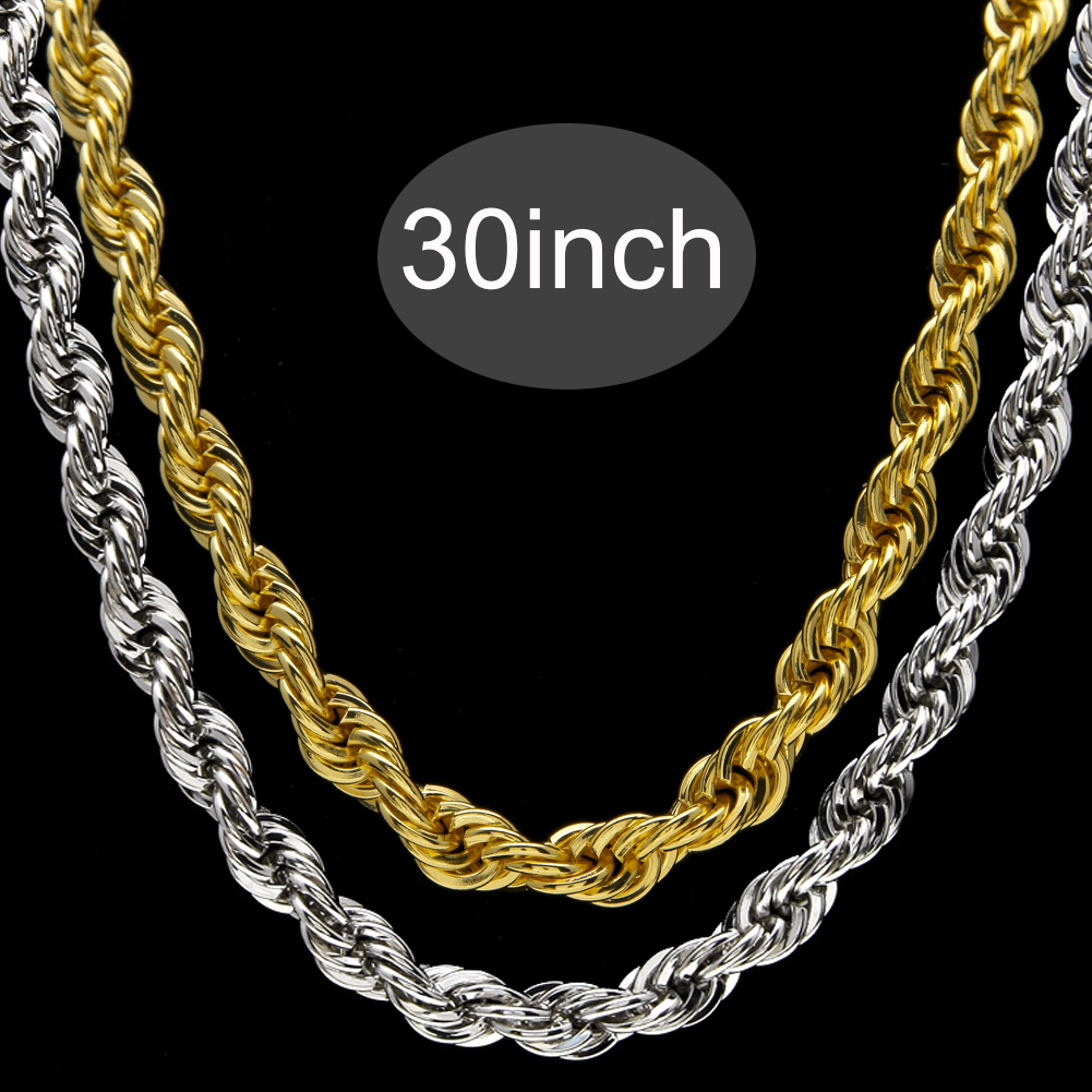 10mm*30inch Gold-plated Hemp Rope Men's Hip Hop Big IronNecklace Long ...