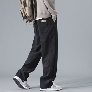 NI Labeling Corduroy Pants For Men Stripe Texture Korean Khaki Baggy ...