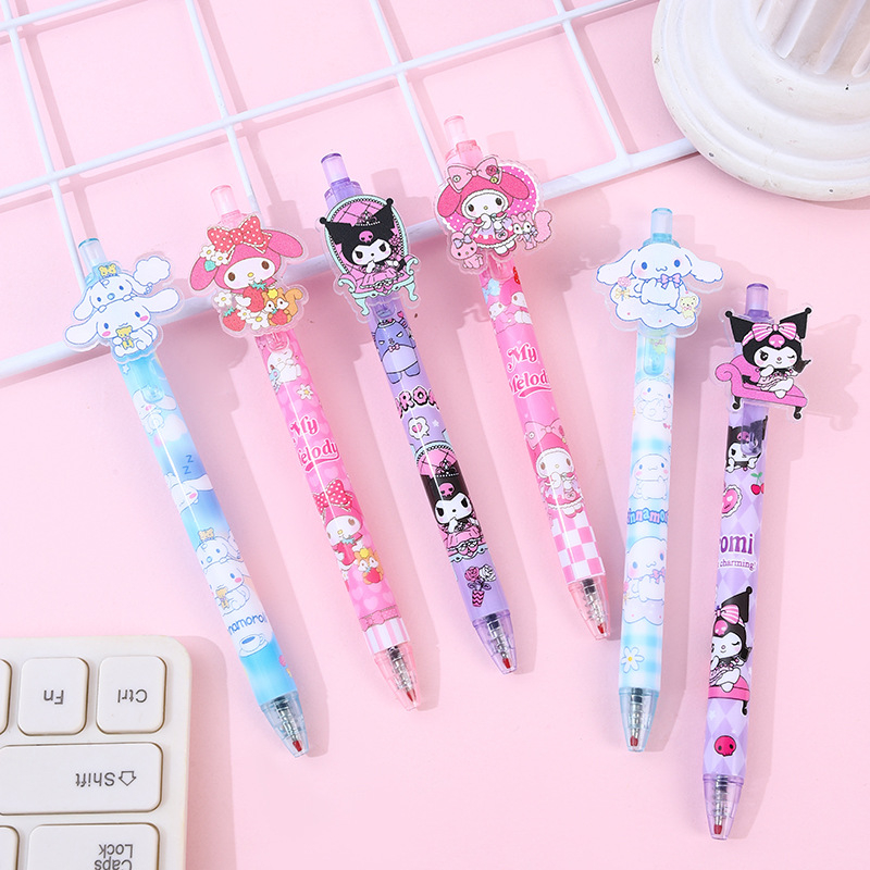 6Pcs/Pack Sanrio 0.5mm animal Gel Pen Kawaii kuromi Press Pen Neutral ...