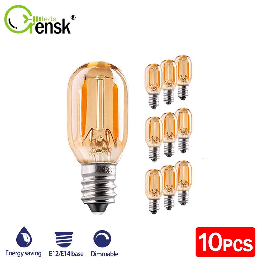 10 Packs E12/E14 Mini LED Edison Bulb Vintage 1W T22 LED Filament Light ...
