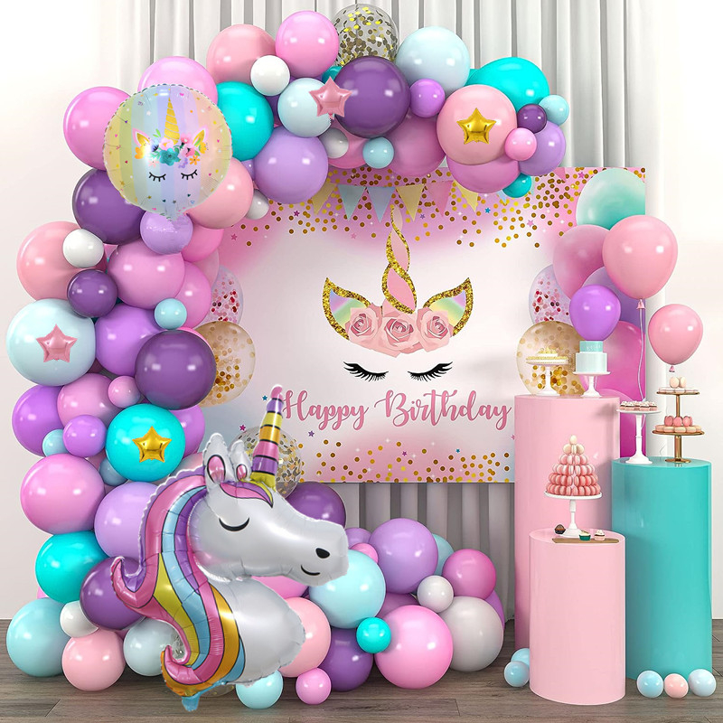 97pcs Unicorn Balloons Macaron Pastel Latex Balloon Unicorn Theme