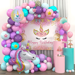 Unicorn Birthday Decorations For Girls, 21pcs Unicorn Balloons Set