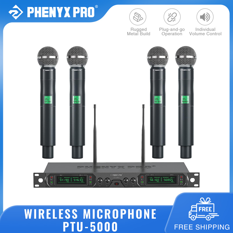 Phenyx Pro PTU5000A Wireless Microphone System Professional 4Channel