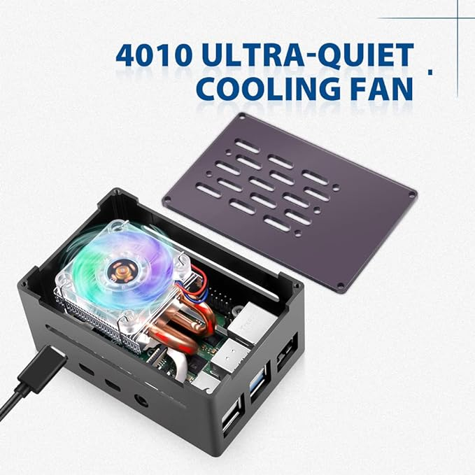 52Pi Raspberry Pi 4 Aluminum Case with ICE Tower Cooler,Raspberry Pi ...