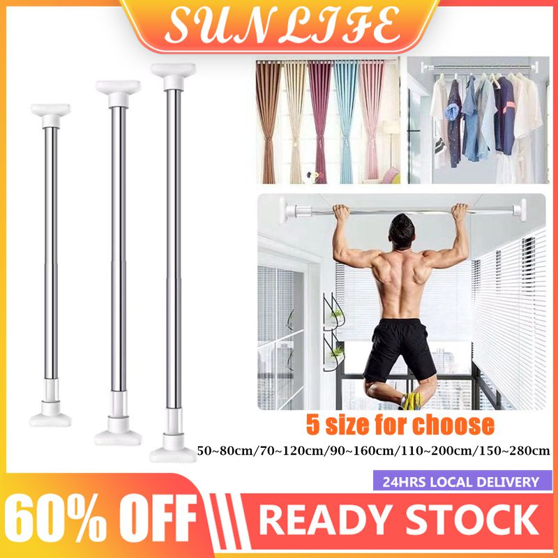 Sunlife 50280cm Adjustable Curtain Rod Wardrobe Clothes Rail Towel