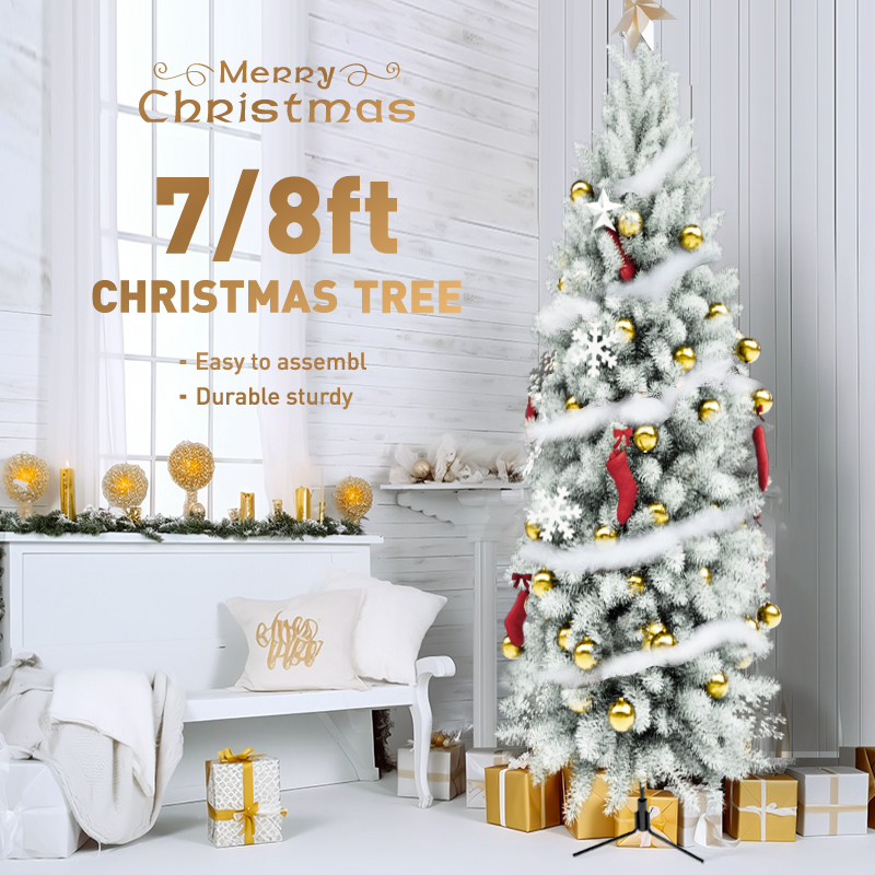 Muonly Slim white Christmas Tree 8ft/7ft/6ft/5ft/4ft Home Christmas