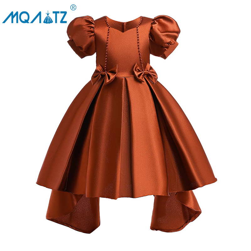 MQATZ Pageant Irregular Princess Dress Girl Children Costume Bow Party