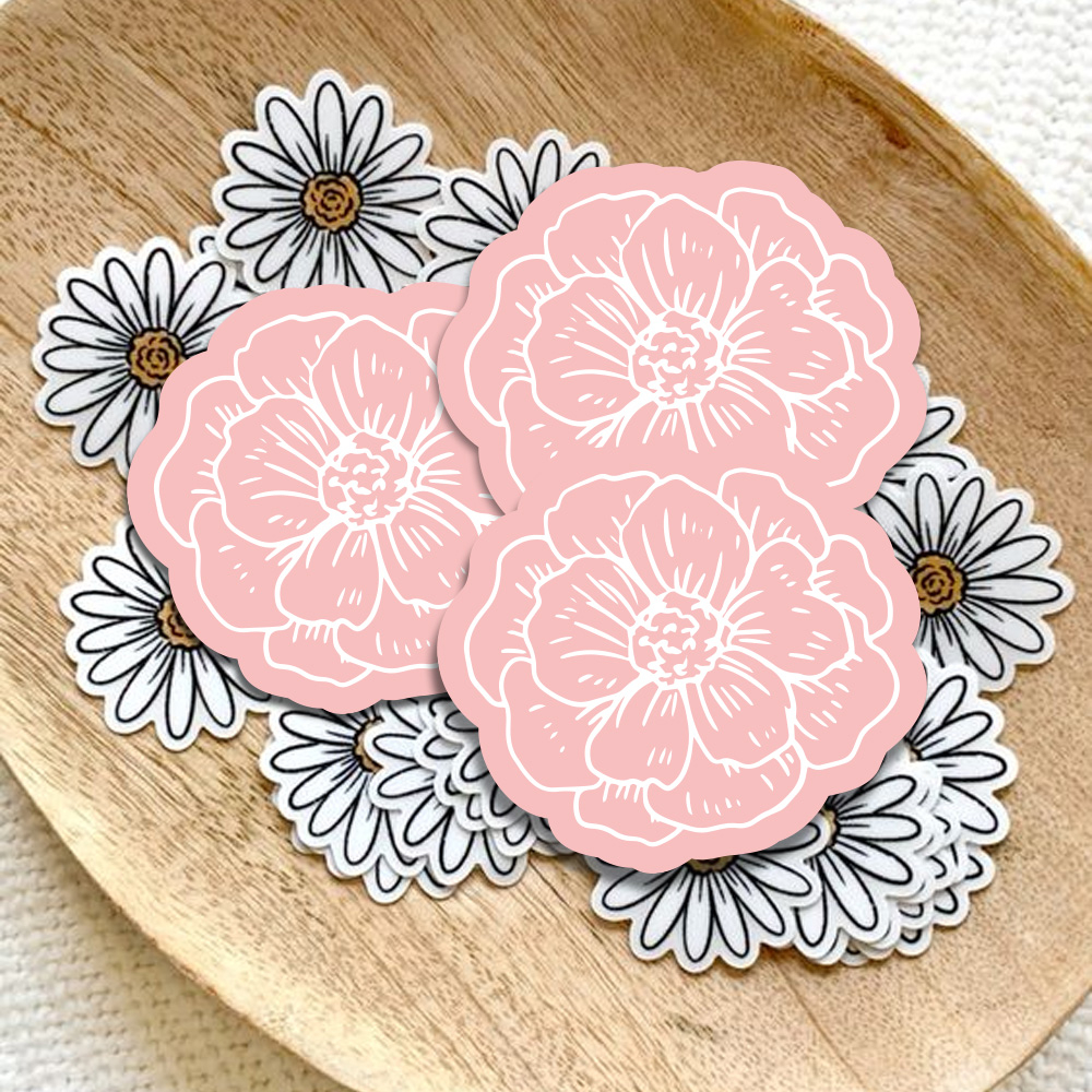 30 Pieces Pink Flower Cards Creative Double-Sided 