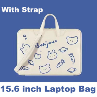 Cute Bunny Laptop Bag for 14-15.6 Inch Laptop Tablet Polka Dots Protective  Computer Bags with Shoulder Strap Slim Laptop Carrying Sleeve Case for