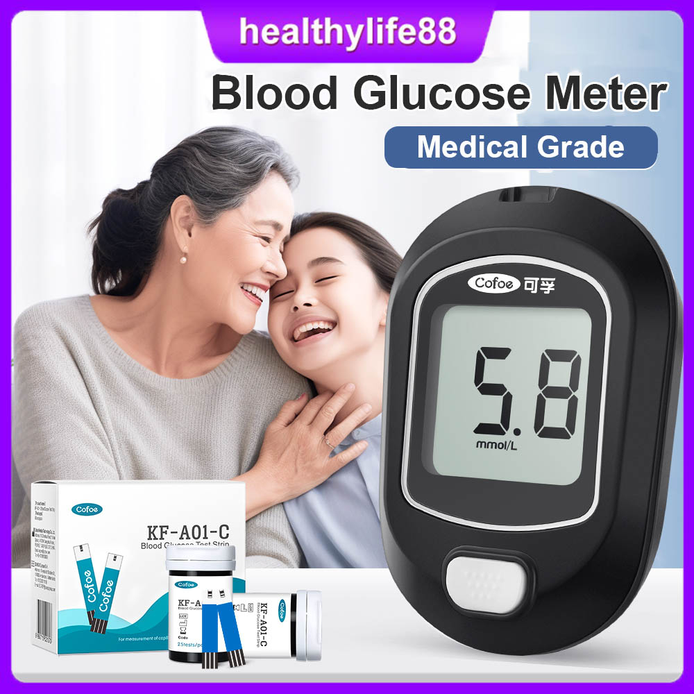 Cofoe Blood Glucose Meter Kit with 50pcs Test Strips Lancets