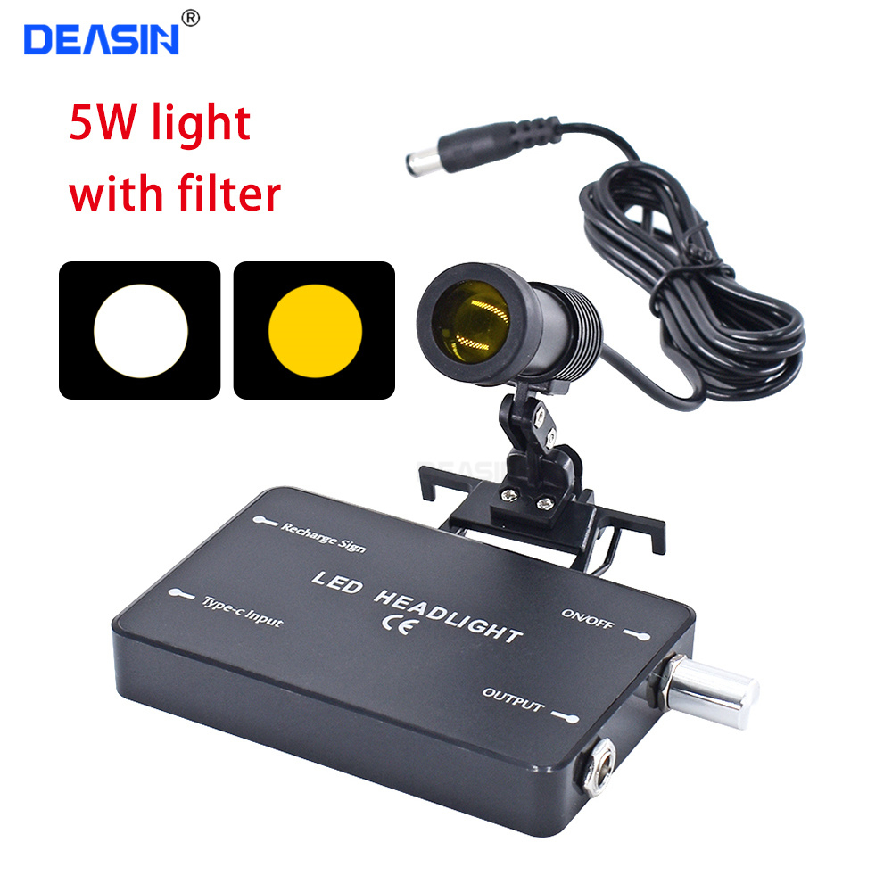 5W Headlight Headlamp with Glasses Clip for Dental Loupe Dental Lab