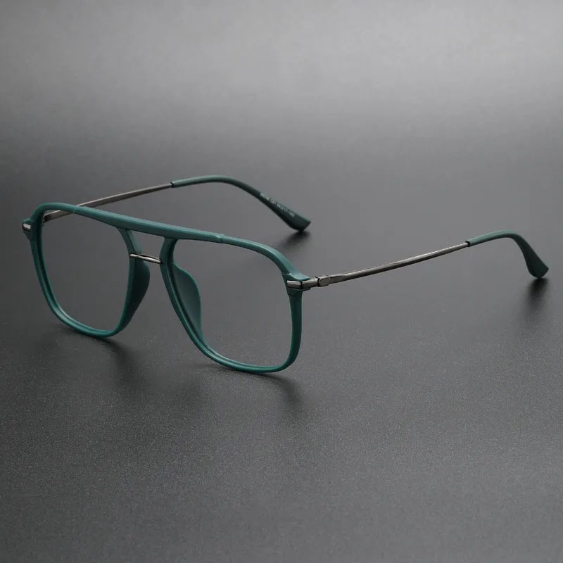 Fashion Double Beam Glasses Frame Unisex Eyeglasses Frame Plate Large ...