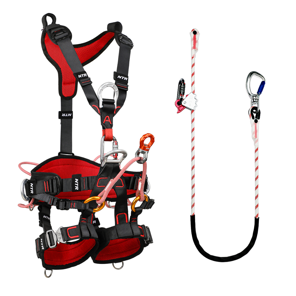 Full Body Harness and Positioning Rope Lanyard Fall Arrester Swivel Eye