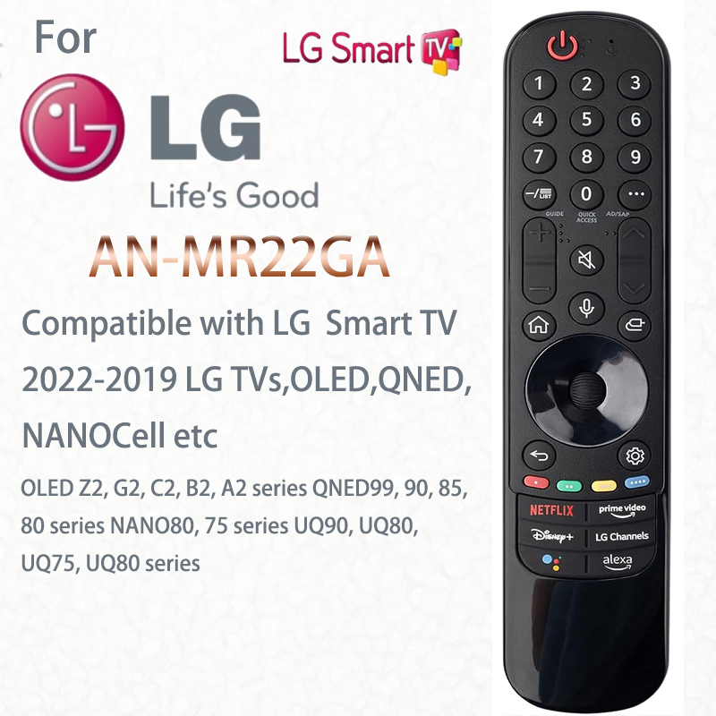AKB76039901 MR22GA Remote Control For LG UHD OLED QNED NanoCell TV | Compatible With UQ90, UQ80, UQ75, UN85, UN73 Series | Wireless