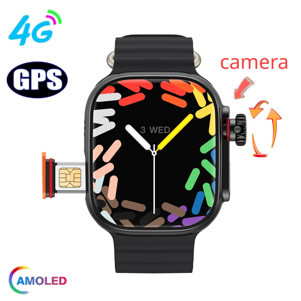 4G Android DS9 Ultra Smart Watch 1:1 49mm AMOLED Screen Core CPU with  Camera SIM Card LTE Wifi GPS Smartwatch VS HK8 Hello watch