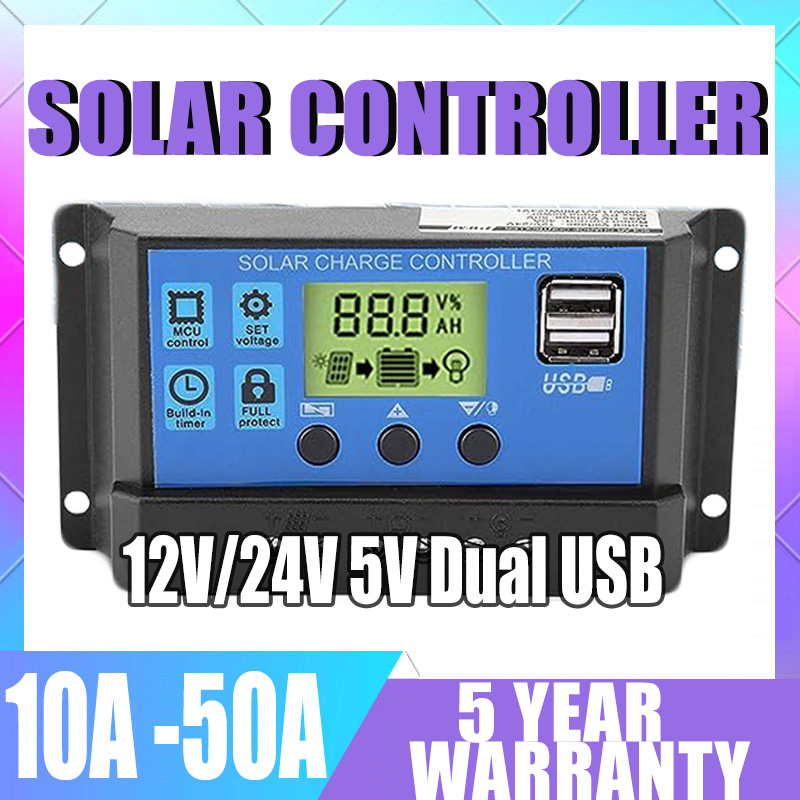 Pwm Controllers Solar Charge Controller Lcd Dual USB Panel | Shopee ...
